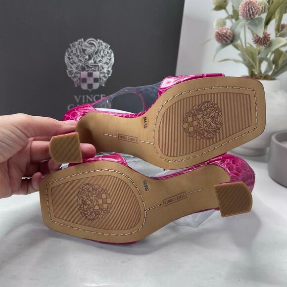 Vince Camuto Reesera Deep Magenta Croco Sandal Women's 5M NWB Barbie - Picture 8 of 11